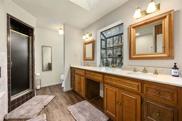 Bathroom, Dual Sink Vanities, Interior, Wood Texture Flooring