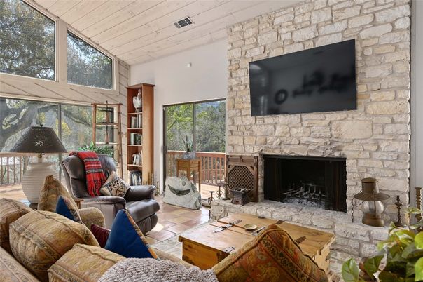 Fireplace, Interior, Living room, Stone Walls