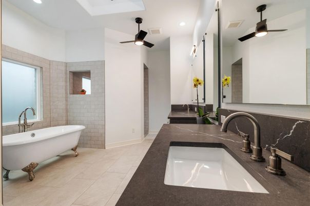 Bathroom, Dual Sink Vanities, Free Standing Baths, Interior, Recessed Lighting