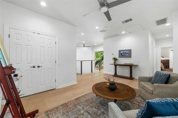 Interior, Living room, Recessed Lighting, Wood Texture Flooring