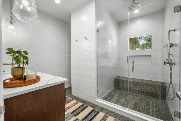 Bathroom, Glass Shower, Interior, Recessed Lighting
