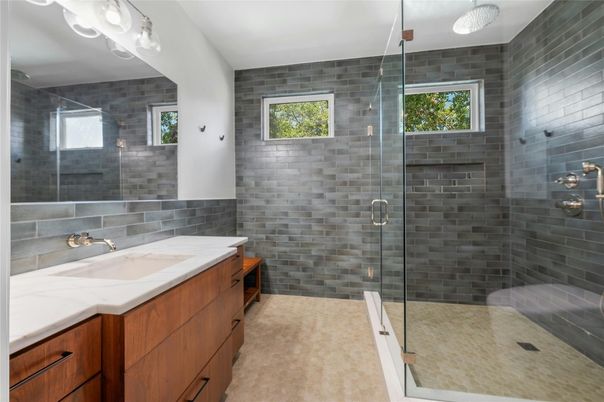 Bathroom, Glass Shower, Interior, Stone Walls