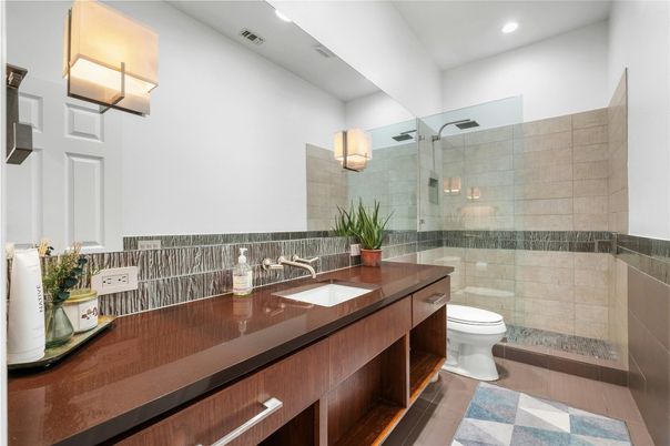 Bathroom, Dual Sink Vanities, Glass Shower, Interior, Recessed Lighting