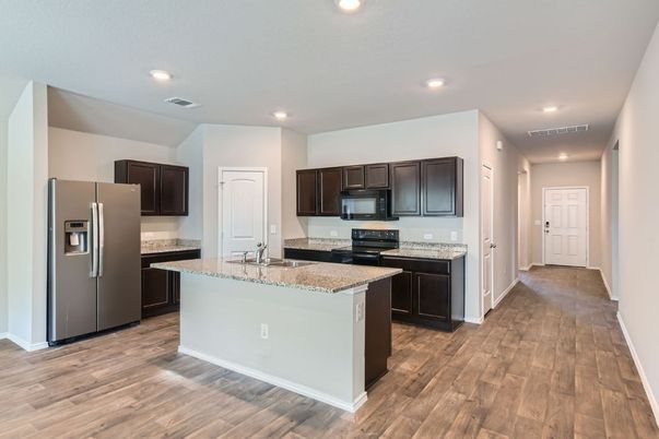 Interior, Kitchen, Recessed Lighting, Wood Texture Flooring