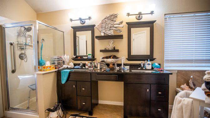 Bathroom, Dual Sink Vanities, Glass Shower, Interior