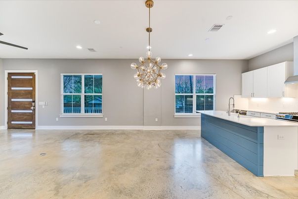 Empty room, Interior, Kitchen, Pendant Lights, Recessed Lighting