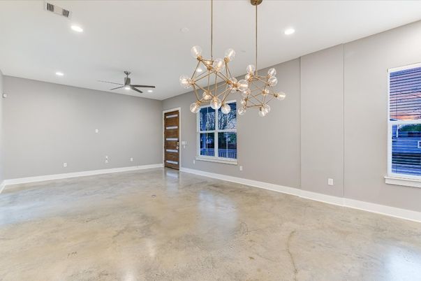 Empty room, Interior, Pendant Lights, Recessed Lighting