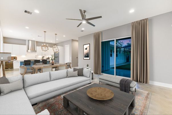 Dining room, Interior, Kitchen, Living room, Pendant Lights, Recessed Lighting, Stainless Steel Appliances