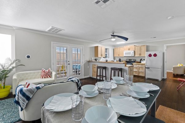 Dining room, Interior, Kitchen, Living room, Wood Texture Flooring