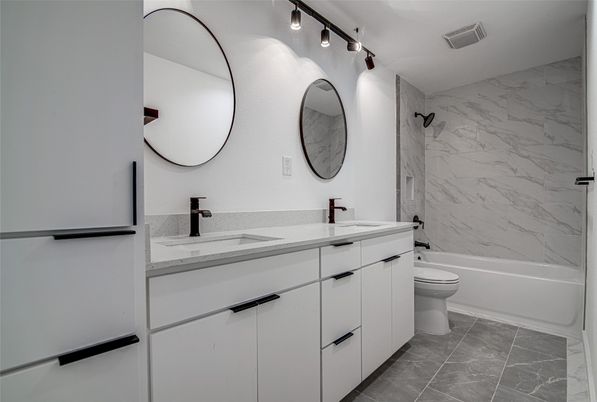 Bathroom, Dual Sink Vanities, Interior, Marble Walls