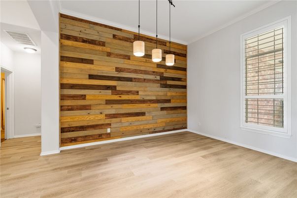 Empty room, Interior, Pendant Lights, Wood Texture Flooring, Wooden Walls