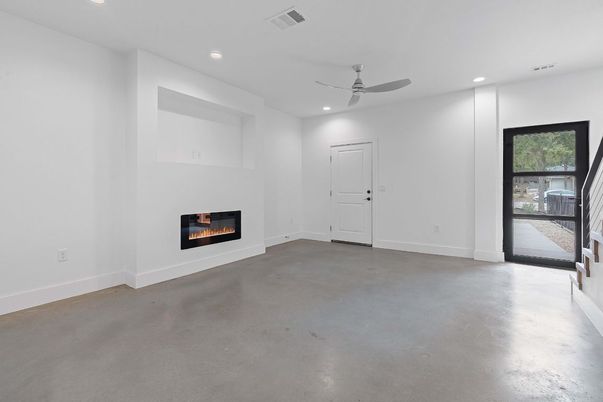 Empty room, Fireplace, Interior, Recessed Lighting