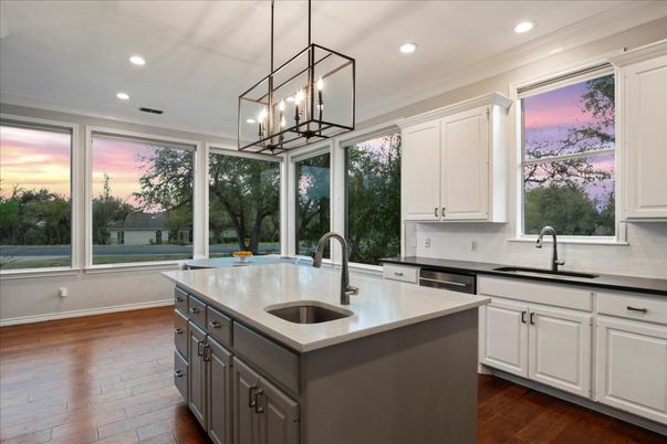 Interior, Kitchen, Pendant Lights, Recessed Lighting, Wood Texture Flooring