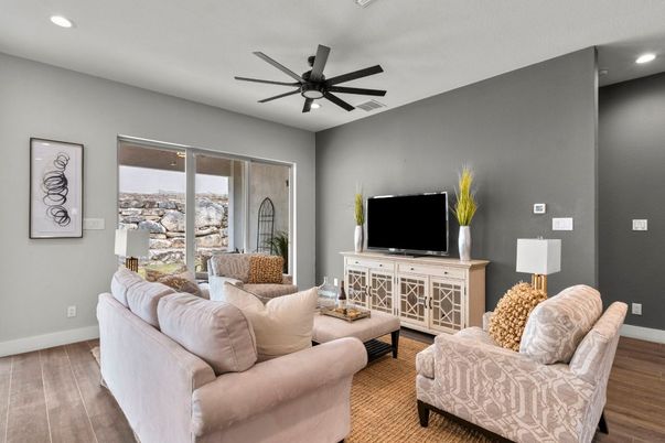 Interior, Living room, Recessed Lighting, Wood Texture Flooring