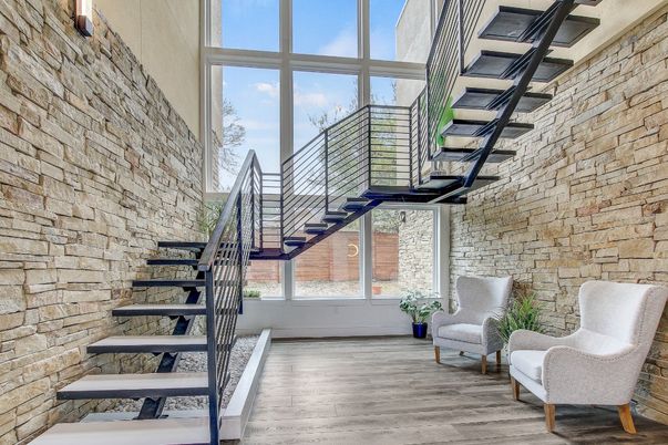 Interior, Stone Walls, Wood Texture Flooring