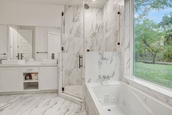 Bathroom, Glass Shower, Interior, Marble, Marble Walls