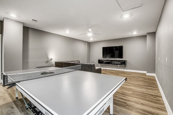 Game Room, Interior, Recessed Lighting, Wood Texture Flooring
