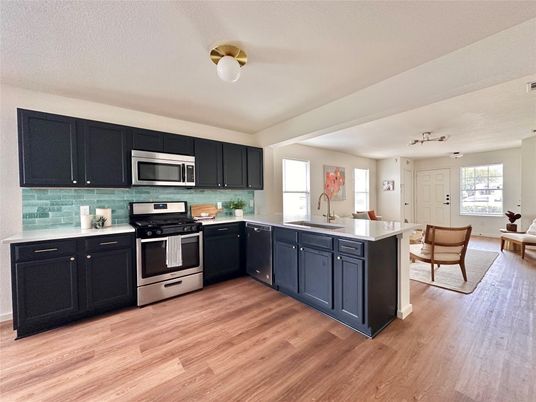Interior, Kitchen, Stainless Steel Appliances, Wood Texture Flooring