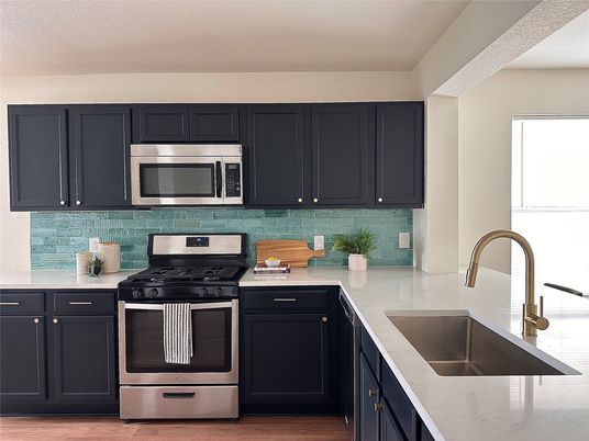 Interior, Kitchen, Stainless Steel Appliances, Wood Texture Flooring
