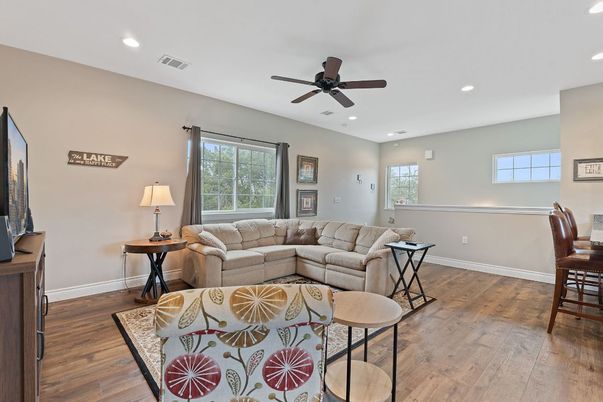 Interior, Living room, Recessed Lighting, Wood Texture Flooring