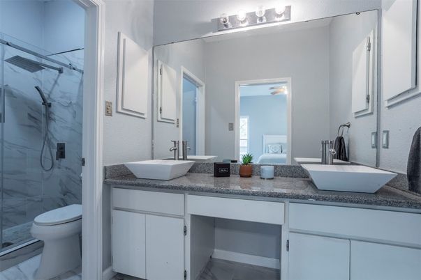 Bathroom, Dual Sink Vanities, Interior, Marble Walls