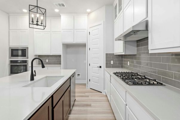 Interior, Kitchen, Pendant Lights, Recessed Lighting, Wood Texture Flooring