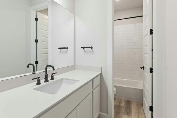 Bathroom, Interior, Recessed Lighting, Wood Texture Flooring