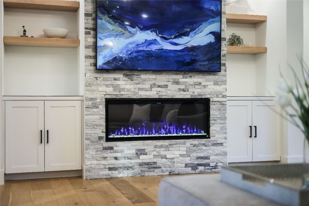 Fireplace, Interior, Stone Walls, Wood Texture Flooring