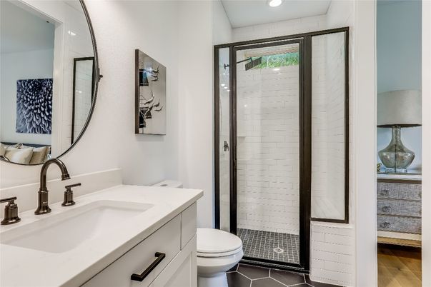 Bathroom, Glass Shower, Interior, Recessed Lighting