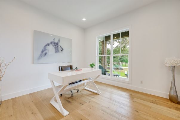 Home Office, Interior, Recessed Lighting, Wood Texture Flooring