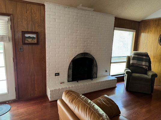 Fireplace, Interior, Stone Walls, Wood Texture Flooring, Wooden Walls