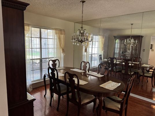 Chandelier, Dining room, Interior, Wood Texture Flooring