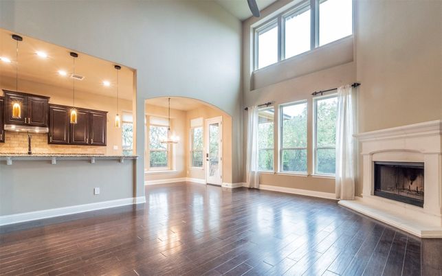 Fireplace, Interior, Pendant Lights, Wood Texture Flooring