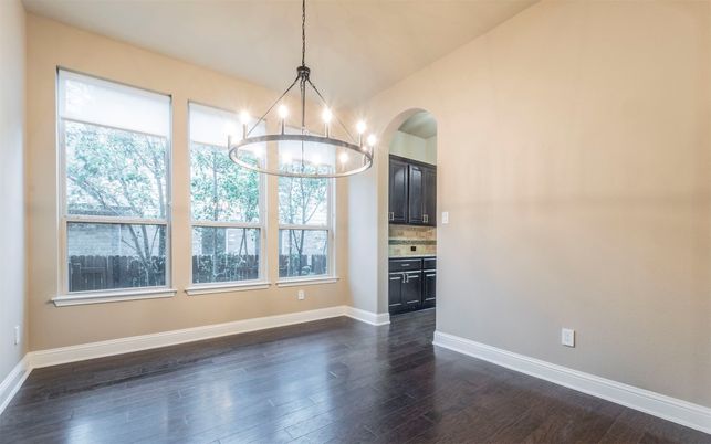 Chandelier, Empty room, Interior, Kitchen, Pendant Lights, Wood Texture Flooring