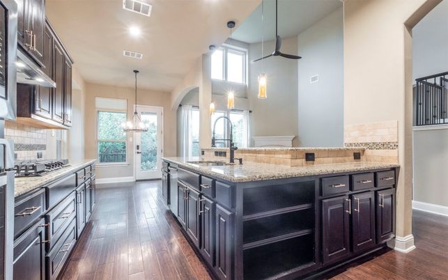 Interior, Kitchen, Pendant Lights, Wood Texture Flooring