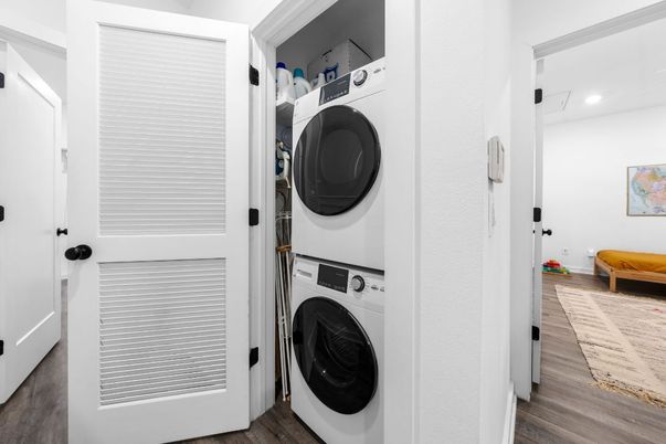 Interior, Recessed Lighting, Utility Closets, Washer, Wood Texture Flooring