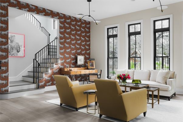 Dining room, Interior, Living room, Pendant Lights, Wood Texture Flooring