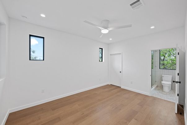 Bathroom, Empty room, Interior, Recessed Lighting, Wood Texture Flooring