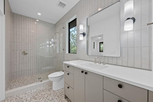 Bathroom, Glass Shower, Interior, Recessed Lighting
