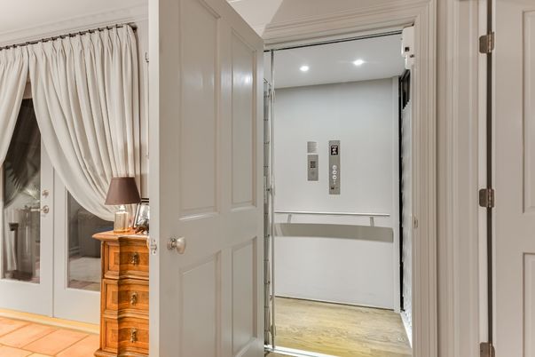 Elevator, Interior, Recessed Lighting, Wood Texture Flooring