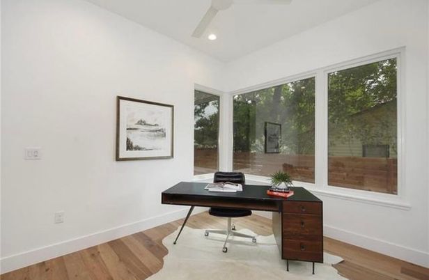 Home Office, Interior, Recessed Lighting, Wood Texture Flooring