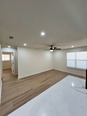 Empty room, Interior, Recessed Lighting, Wood Texture Flooring