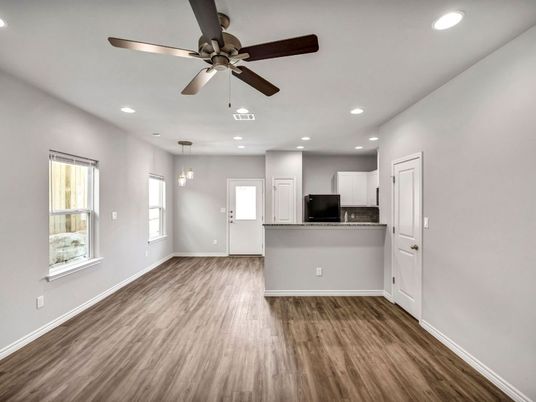 Empty room, Interior, Pendant Lights, Recessed Lighting, Wood Texture Flooring