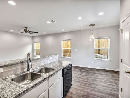 Interior, Kitchen, Pendant Lights, Recessed Lighting, Wood Texture Flooring