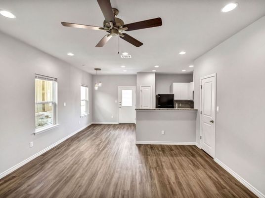 Empty room, Interior, Pendant Lights, Recessed Lighting, Wood Texture Flooring