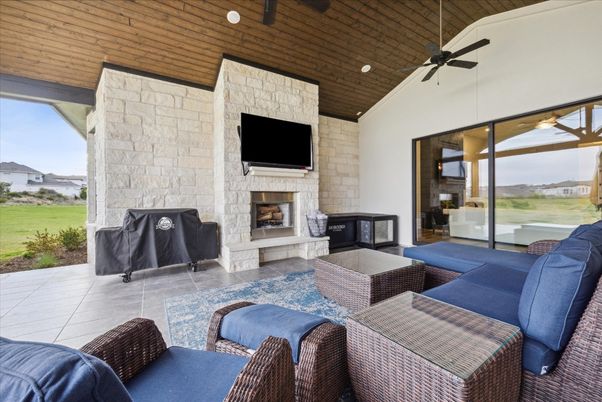 Exterior, Fireplace, Interior, Living room, Stone Walls