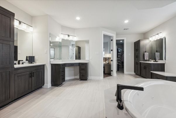Bathroom, Dual Sink Vanities, Free Standing Baths, Interior, Recessed Lighting