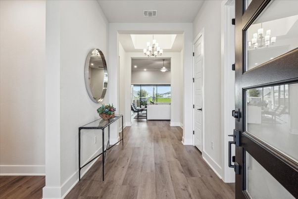 Chandelier, Interior, Recessed Lighting, Wood Texture Flooring