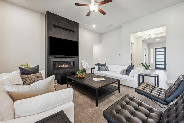 Fireplace, Interior, Living room, Recessed Lighting