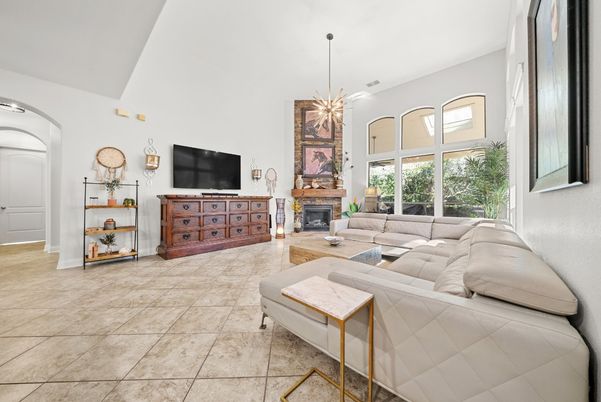 Fireplace, Interior, Living room, Pendant Lights